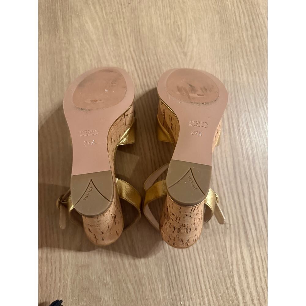 Prada Gold Saffiano Leather Wedges – Excellent Condition 37.5 - Picture 9 of 14
